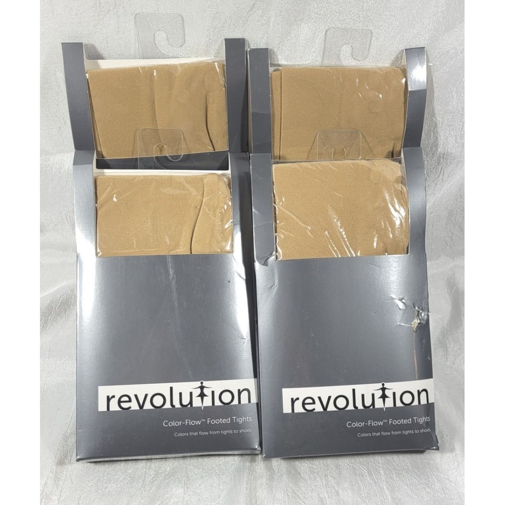 LOT: 4 Revolution Color Flow Footed Tights - Dark Tan - #1006 - Sz XLC